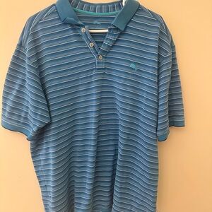 Tommy Bahama Blue and White Striped Polo Shirt
